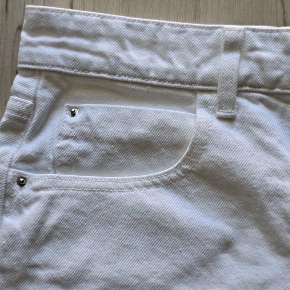 Zara White Denim Mom Shorts Sz 8 Women New - Picture 7 of 13